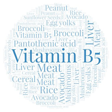 Vitamin B5 daire şekli kelime bulutu.