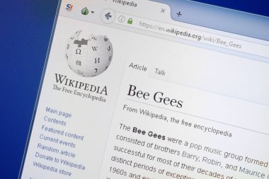 Ryazan, Rusya - 19 Ağustos 2018: Vikipedi sayfa hakkında Bee Gees Pc ekranda