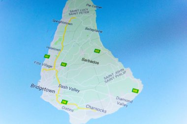 Ryazan, Rusya Federasyonu - 08 Temmuz 2018: Barbados ülke Google maps hizmeti