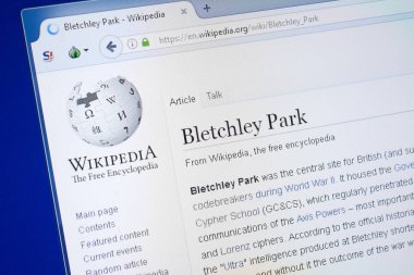 Ryazan, Rusya - 19 Ağustos 2018: Vikipedi sayfası Bletchley Park hakkında Pc ekranda