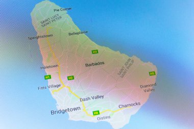 Ryazan, Rusya Federasyonu - 08 Temmuz 2018: Barbados ülke Google maps hizmeti