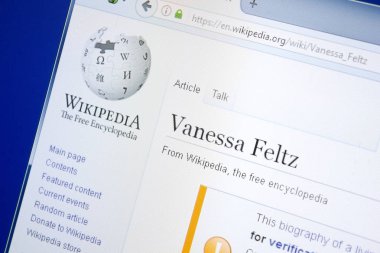 Ryazan, Rusya - 28 Ağustos 2018: Vikipedi sayfa hakkında Vanessa Feltz Pc ekranda.