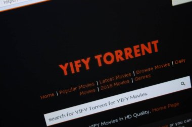 Ryazan, Rusya - 26 Ağustos 2018: Ana Yify-sel website üstünde belgili tanımlık göstermek Pc. URL - Yify-torrent.org