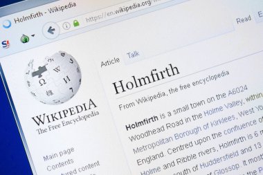 Ryazan, Rusya - 28 Ağustos 2018: Vikipedi sayfa hakkında Holmfirth Pc ekranda.