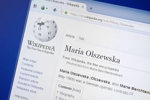 Rjazaň Rusko Srpna 2018 Stránce Wikipedie Maria Olszewska Monitoru — Stock fotografie