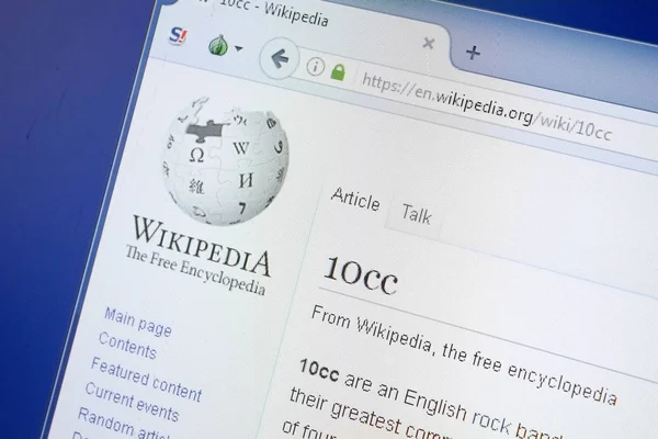 Ryazan, Rusya - 19 Ağustos 2018: Vikipedi sayfası 10cc Pc görüntüleme hakkında