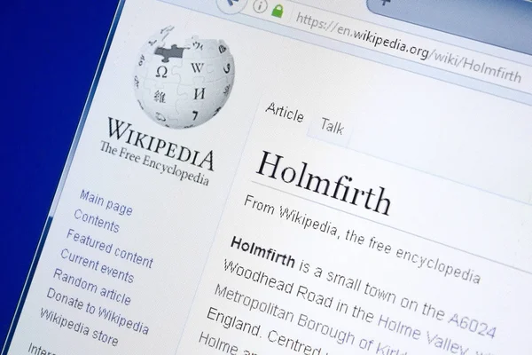 Ryazan, Rusya - 28 Ağustos 2018: Vikipedi sayfa hakkında Holmfirth Pc ekranda.