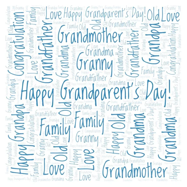 Happy Grandparent's Day in a square shape word cloud. — Stock Photo, Image