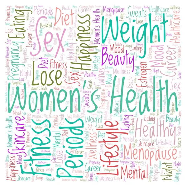 Word cloud with text Women's Health in square shape on a white background. — Stock Photo, Image