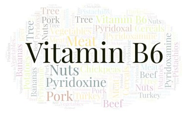 B6 vitamini kelime bulutu.