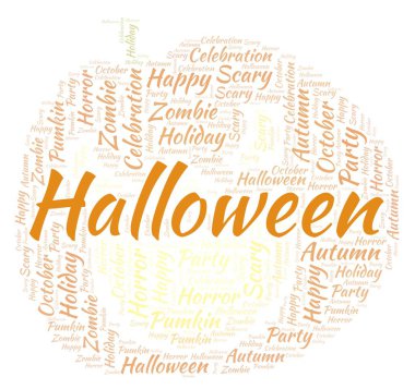 Cadılar Bayramı Balkabağı kelime bulutu şeklinde.