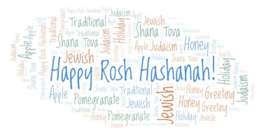 Mutlu Rosh Hashanah kelime bulutu.