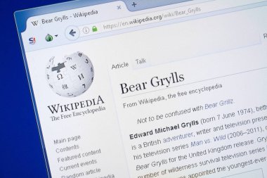Ryazan, Rusya - 19 Ağustos 2018: Vikipedi sayfa hakkında Bear Grylls Pc ekranda