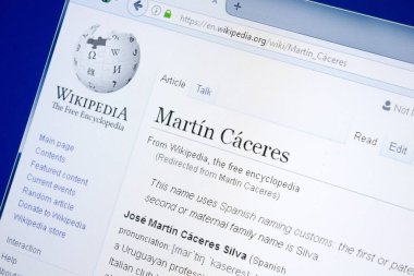 Ryazan, Rusya - 28 Ağustos 2018: Vikipedi sayfa hakkında Martin Caceres Pc ekranda.