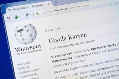 Ryazan, Rusya - 19 Ağustos 2018: Vikipedi sayfa hakkında Ursula Karven Pc ekranda