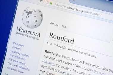 Ryazan, Rusya - 28 Ağustos 2018: Vikipedi sayfa hakkında Romford Pc ekranda.