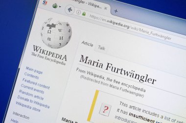 Ryazan, Rusya - 19 Ağustos 2018: Vikipedi sayfa hakkında Maria Furtwangler Pc ekranda