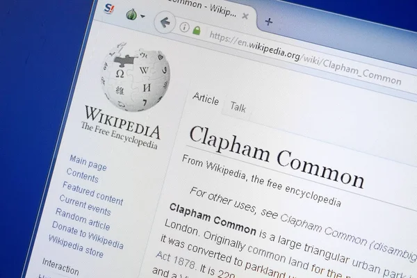 Ryazan, Rusya - 19 Ağustos 2018: Vikipedi sayfa hakkında Clapham Common Pc ekranda