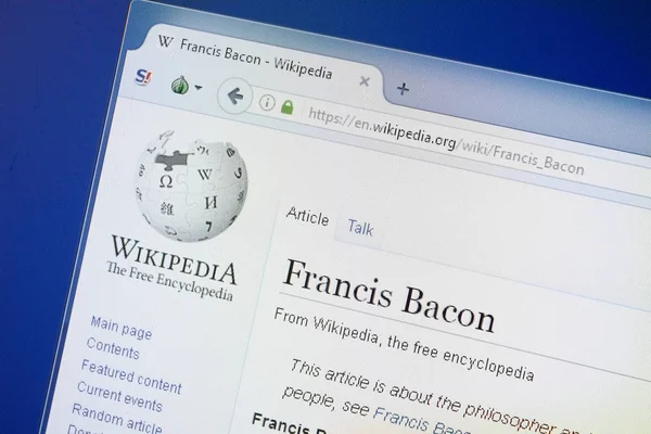 Ryazan Rusia Agustus 2018 Halaman Wikipedia Tentang Francis Bacon Pada — Stok Foto