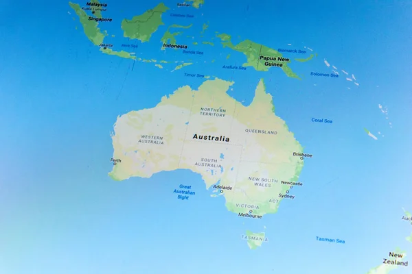 Ριαζάν Ρωσία Ιουλίου 2018 Χώρα Της Αυστραλίας Σχετικά Google Maps — Φωτογραφία Αρχείου