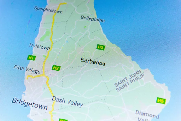 Ryazan Rusia Julio 2018 País Barbados Servicio Mapas Google — Foto de Stock