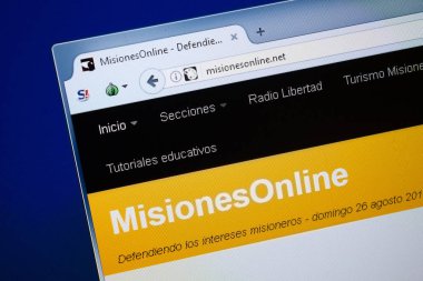Ryazan, Rusya - 26 Ağustos 2018: Misiones Anasayfa Online Web sitesi Pc. Url - Misionesonline.net görüntüleme