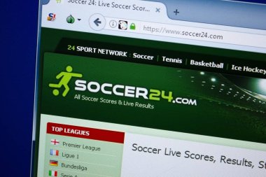 Ryazan, Rusya - 26 Ağustos 2018: Soccer24 ana web sitesi Pc. Url - Soccer24.com görüntüleme