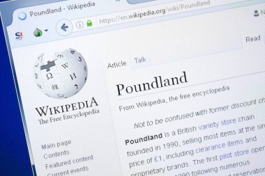 Ryazan, Rusya - 28 Ağustos 2018: Vikipedi sayfa hakkında Poundland Pc ekranda.