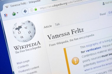 Ryazan, Rusya - 28 Ağustos 2018: Vikipedi sayfa hakkında Vanessa Feltz Pc ekranda.