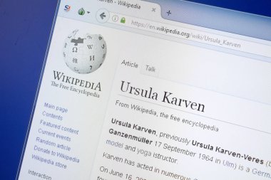 Ryazan, Rusya - 19 Ağustos 2018: Vikipedi sayfa hakkında Ursula Karven Pc ekranda