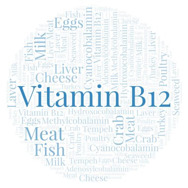 Bir daire şekli word Cloud B12 vitamini.