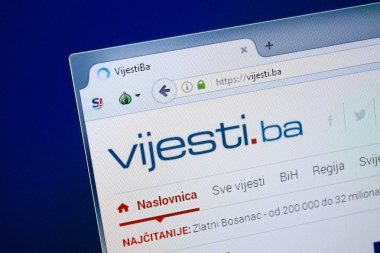 Ryazan, Rusya - 26 Ağustos 2018: Vijesti ana web sitesi Pc. Url - Vijesti.ba görüntüleme