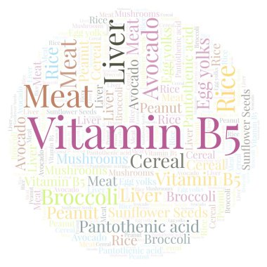 Vitamin B5 daire şekli kelime bulutu.
