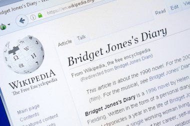 Ryazan, Rusya - 28 Ağustos 2018: Vikipedi sayfası Bridget Jones's Diary Pc görüntüleme hakkında.