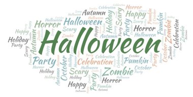 Cadılar Bayramı kelime bulutu.