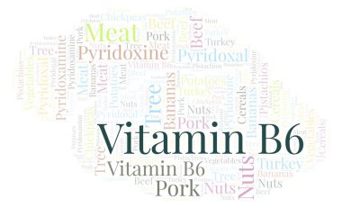 B6 vitamini kelime bulutu.