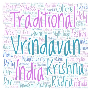 Harfler ve kelimeler sadece Vrindavan kare şeklinde Wordcloud yapılmış.