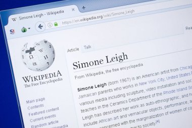 Ryazan, Rusya - 19 Ağustos 2018: Vikipedi sayfa hakkında Simone Leigh Pc ekranda