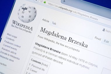 Ryazan, Rusya - 28 Ağustos 2018: Vikipedi sayfa hakkında Magdalena Brzeska Pc ekranda.
