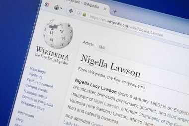 Ryazan, Rusya - 19 Ağustos 2018: Vikipedi sayfası çörek otu Lawson hakkında Pc ekranda