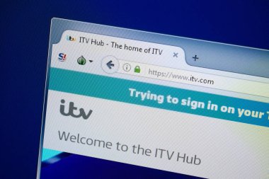 Ryazan, Rusya - 26 Ağustos 2018: ITV ana web sitesi Pc. Url - Itv.com görüntüleme