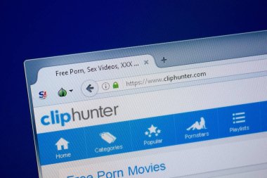 Ryazan, Rusya - 09 Eylül 2018: Küçük avcı ana web sitesi Pc, url - Cliphunter.com görüntüleme.