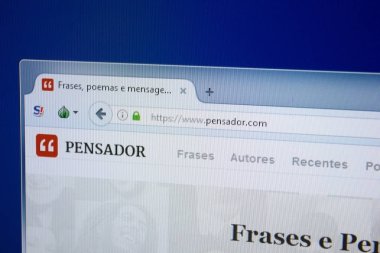Ryazan, Rusya - 09 Eylül 2018: Pensador ana web sitesi Pc, url - Pensador.com görüntüleme.