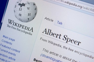 Ryazan, Rusya Federasyonu - 09 Eylül 2018 - Vikipedi sayfa hakkında Albert Speer Pc ekranda