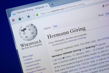 Ryazan, Rusya Federasyonu - 09 Eylül 2018 - Vikipedi sayfa hakkında Hermann Goring Pc ekranda