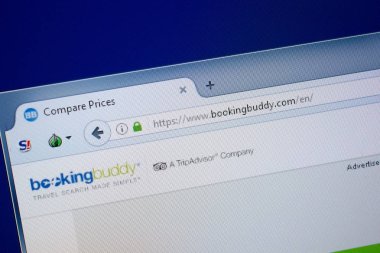 Ryazan, Rusya - 09 Eylül 2018: Rezervasyon dostum ana web sitesi Pc, url - Bookingbuddy.com görüntüleme.