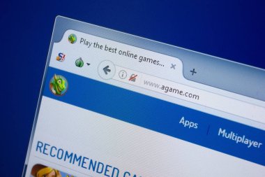 Ryazan, Rusya - 09 Eylül 2018: Oyun ana web sitesi Pc, url - Agame.com görüntüleme.