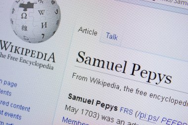 Ryazan, Rusya Federasyonu - 09 Eylül 2018 - Vikipedi sayfa hakkında Samuel Pepys Pc ekranda