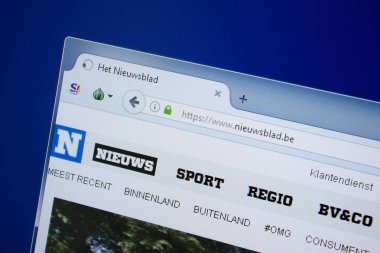 Ryazan, Rusya - 09 Eylül 2018: Nieuwsblad ana web sitesi Pc, url - Nieuwsblad.be görüntüleme.