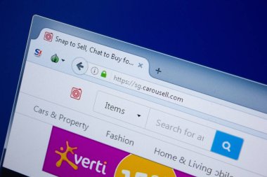 Ryazan, Rusya - 09 Eylül 2018: Carousell ana web sitesi Pc, url - Carousell.com görüntüleme.